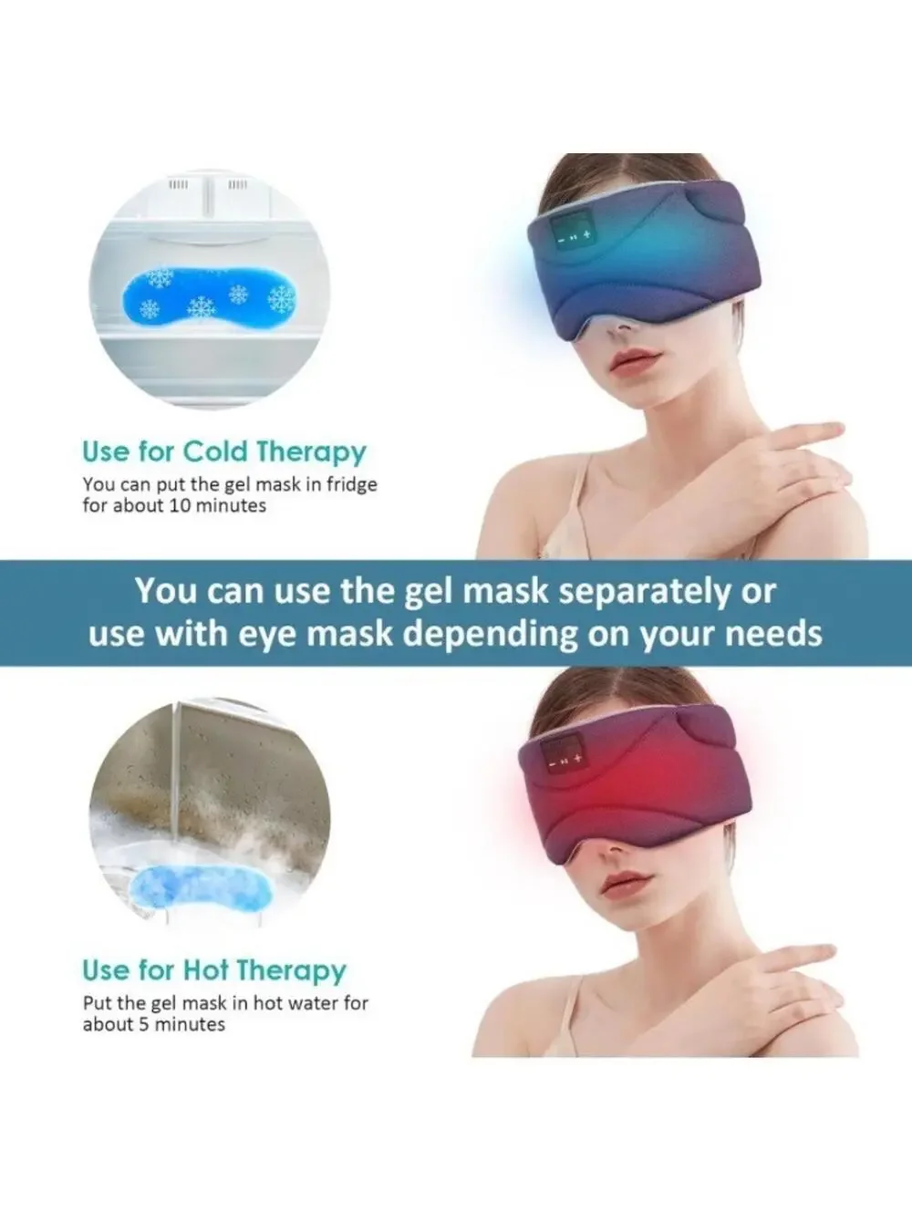 Bluetooth Sleep Mask with 24 White Noise, Sleep Mask with Bluetooth Headphones